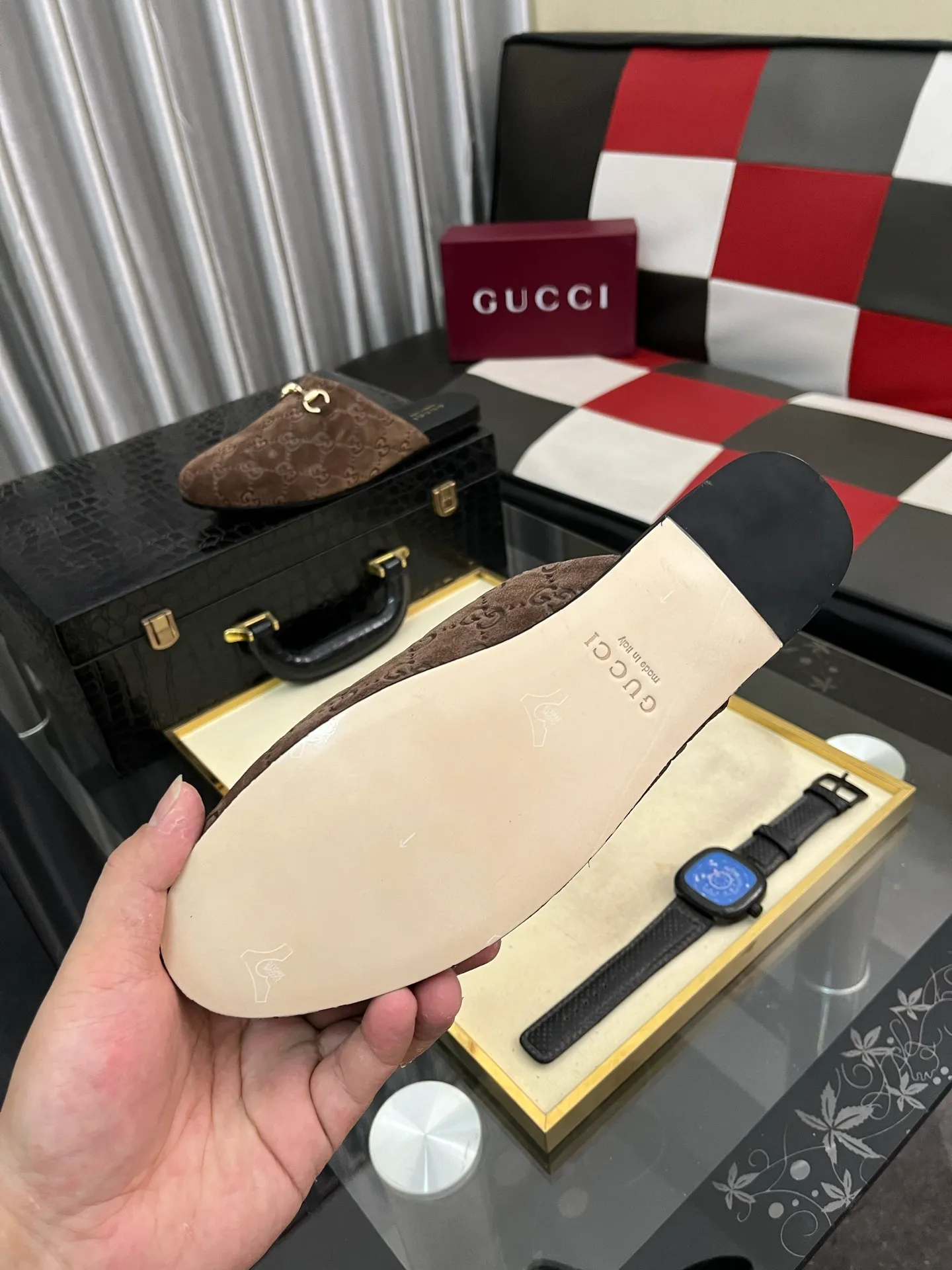 Men's shoes 💰480⌚️⌚️[Gucci] 2024 new season half-slip men's shoes, made of Italian imported first-layer frosted cowhide➕sheepskin lining, original hardware buckle, original combination wear-resistant outsole, real shot 🎬 Very comfortable on the feet, size 36-44